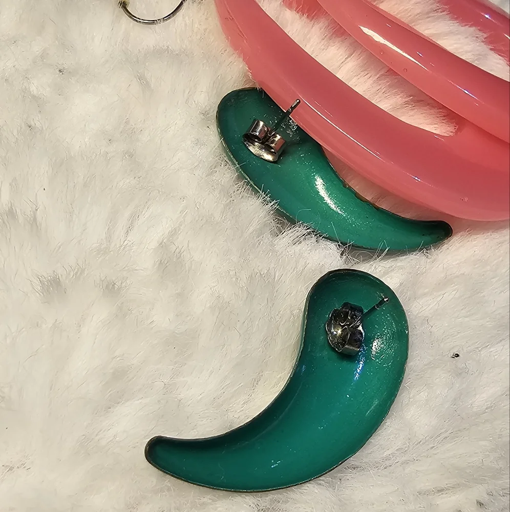 Lucite & Comma Earrings VTG Lot